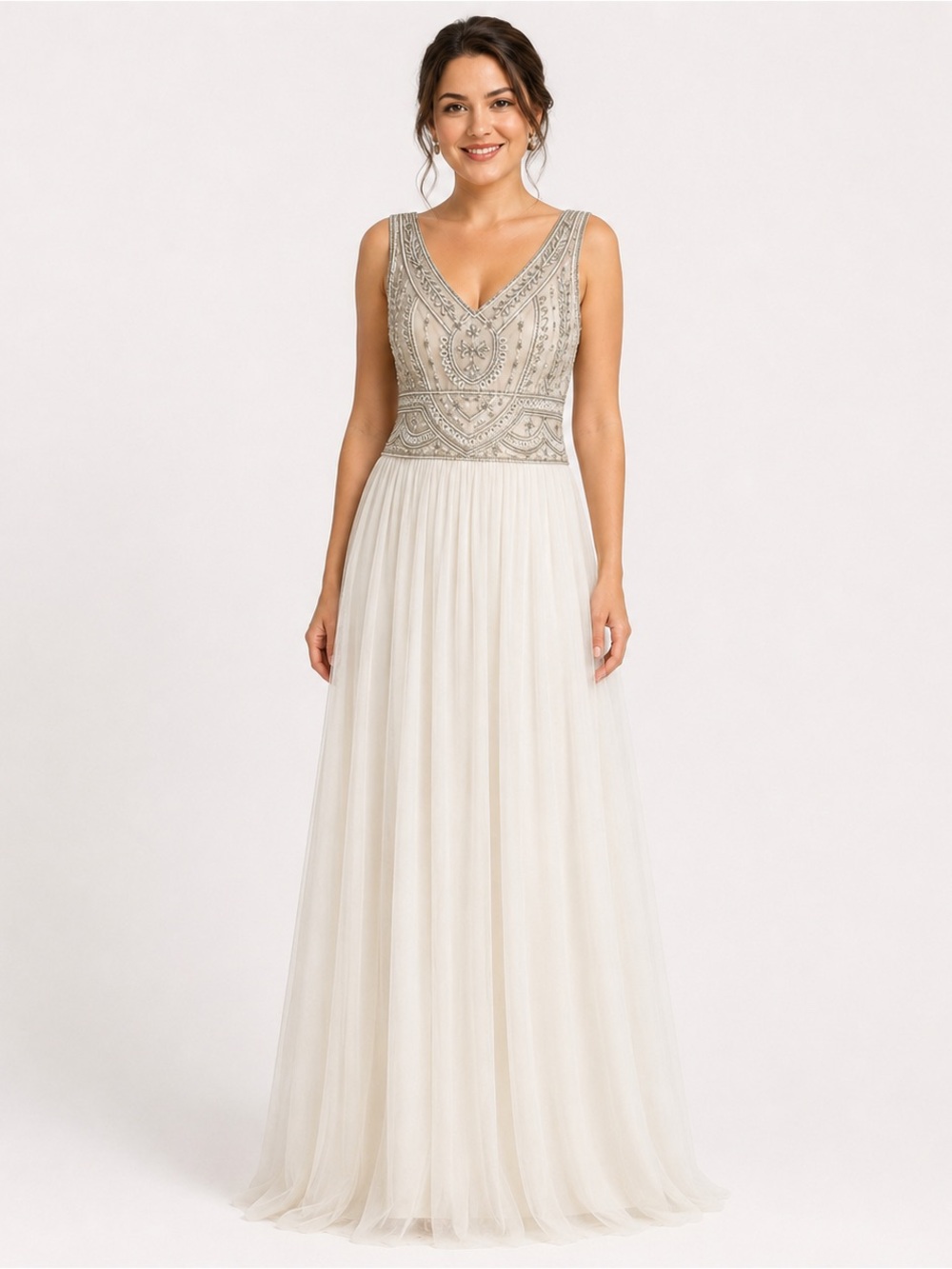 BHLDN Iris Sterling Beaded Wedding Gown Ivory Maxi Dress 18 Mrsreap2017